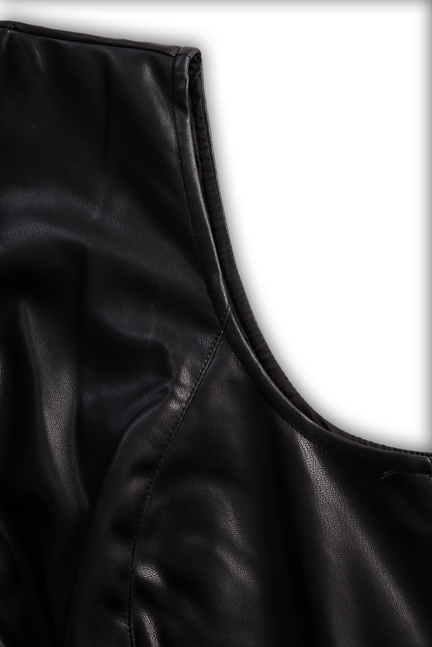 Sleeveless Faux Leather Zippered Romper