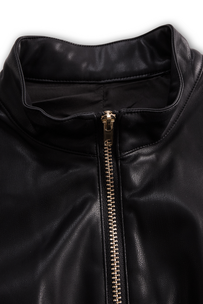 Sleeveless Faux Leather Zippered Romper