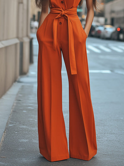 Stylish Sleeveless Orange Jumpsuit