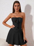 Crisscross Tie Front Corset Tube Mini Dress
