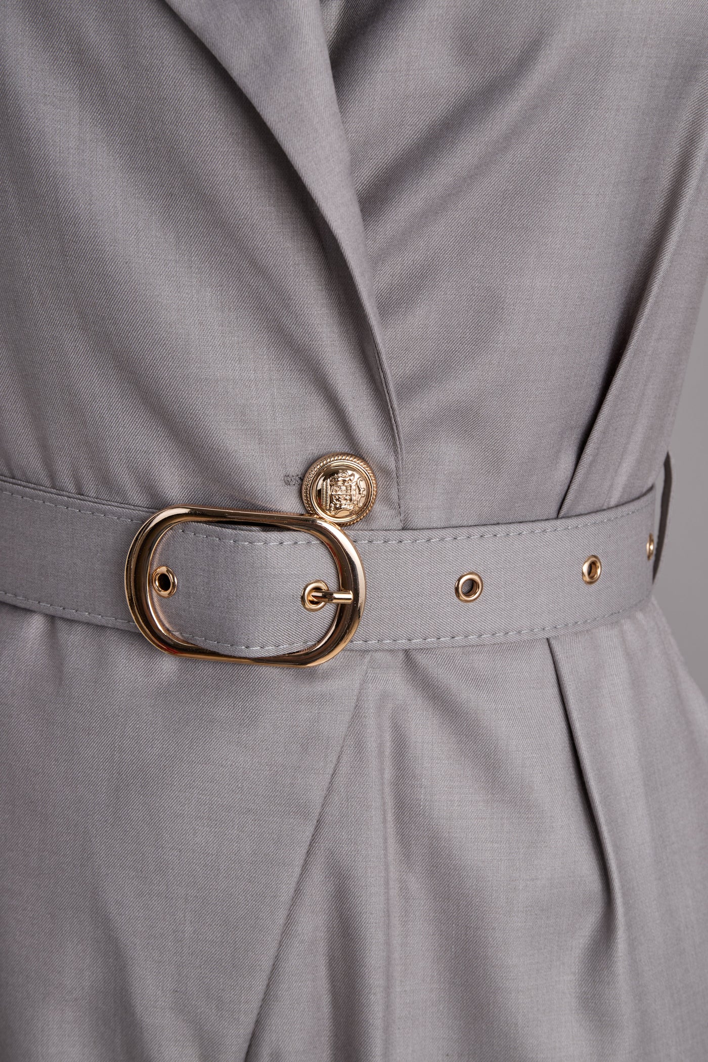 Sophisticated Plain Belted Sleeveless Romper