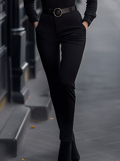 Sleek Black Belted Jumpsuit with Slim Fit